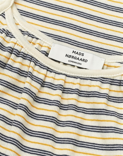 Mads Nørgaard - 2X2 Cotton Stripe Stine Kjole - Vanilla Ice/Sky Captain/Zinnia